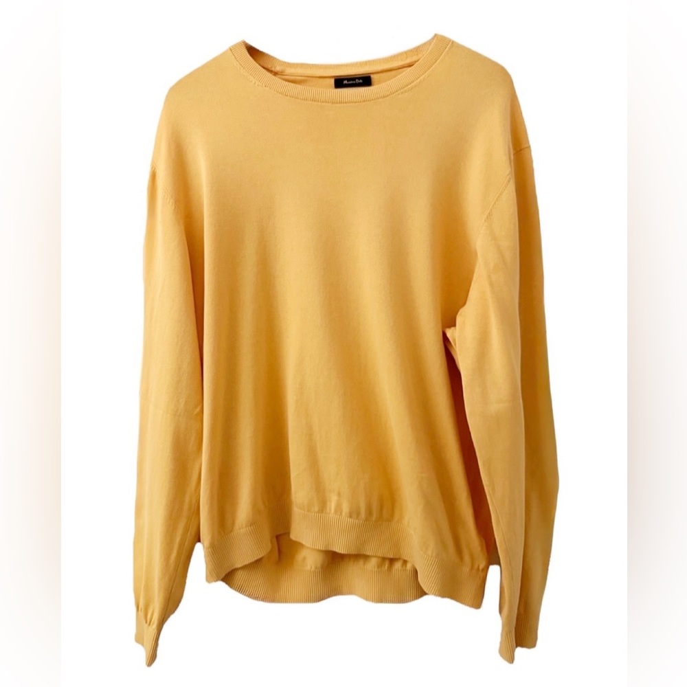 Massimo Dutti XXL Yellow Extra Fine Cotton Crewneck Sweater